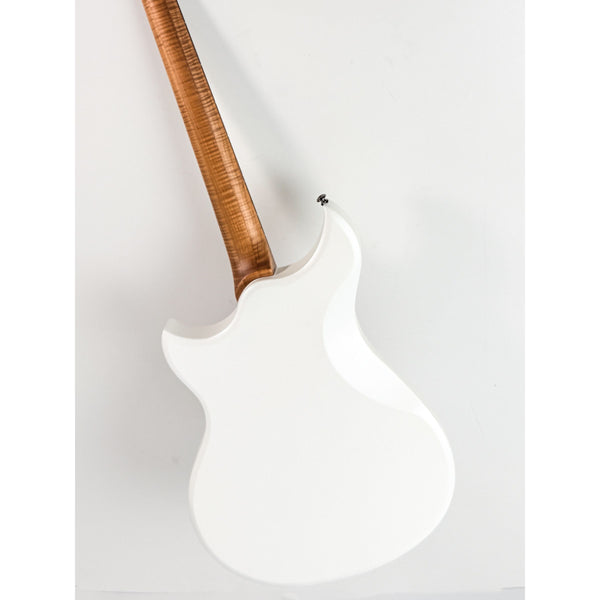 Cyclops DE - Matte Pearl White Flame Neck — white pearl on body, natural neck and headstock